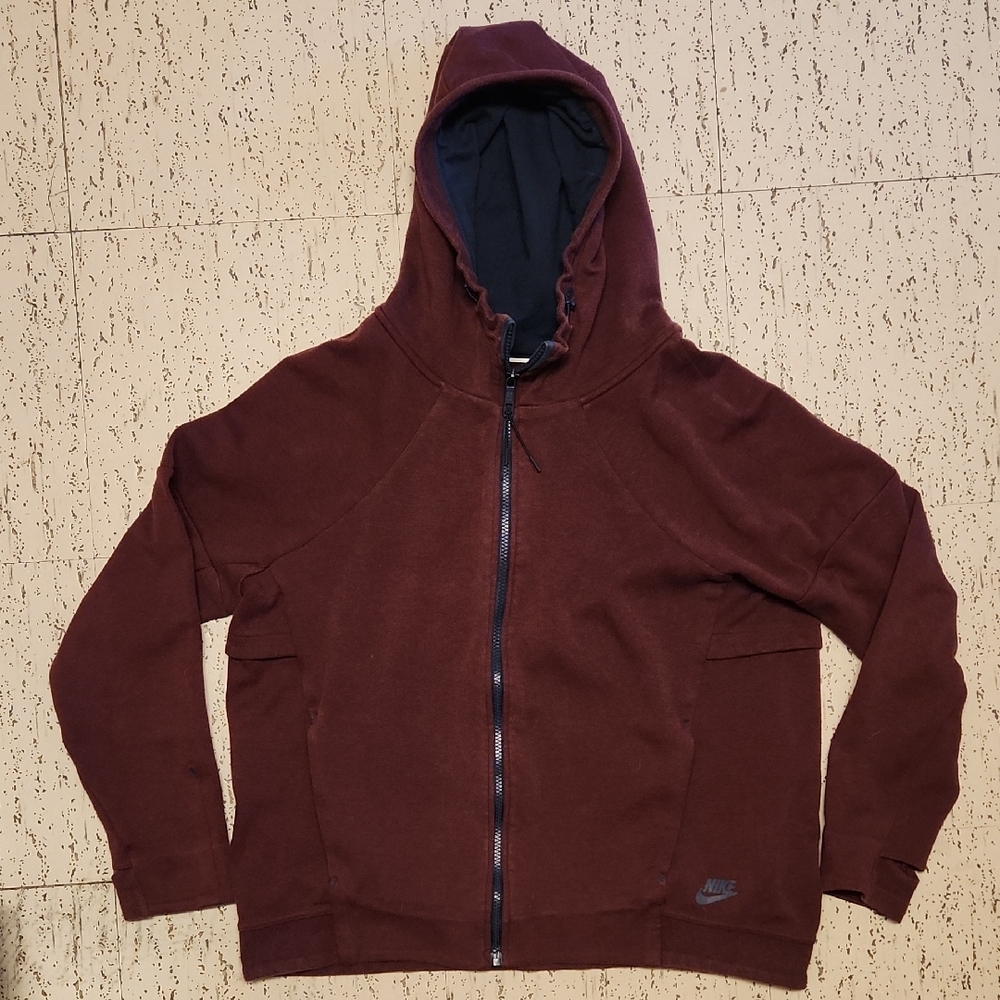 Nike Tech Full Zip Burgendy Hoodie Sweater